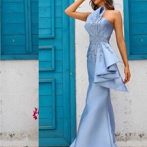 Terani Couture 251E4265 Sophisticated Evening Strapless Lace Long Formal Mikado